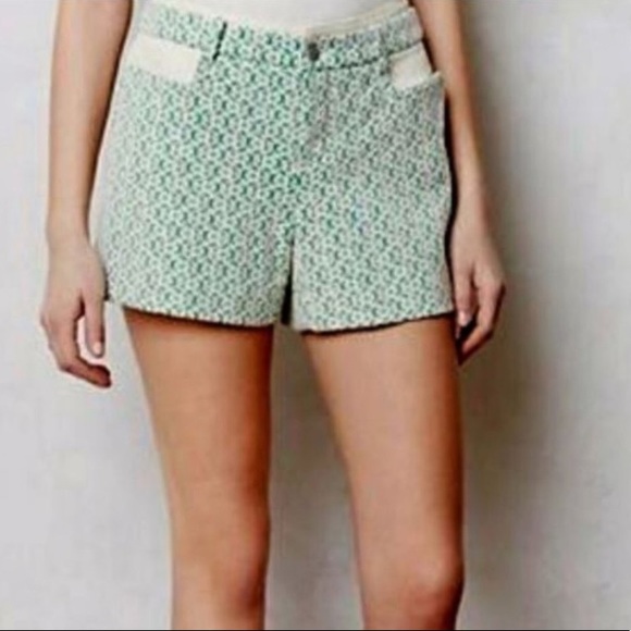 Anthropologie Cartonnier cream/Kelly lace shorts - Picture 1 of 16